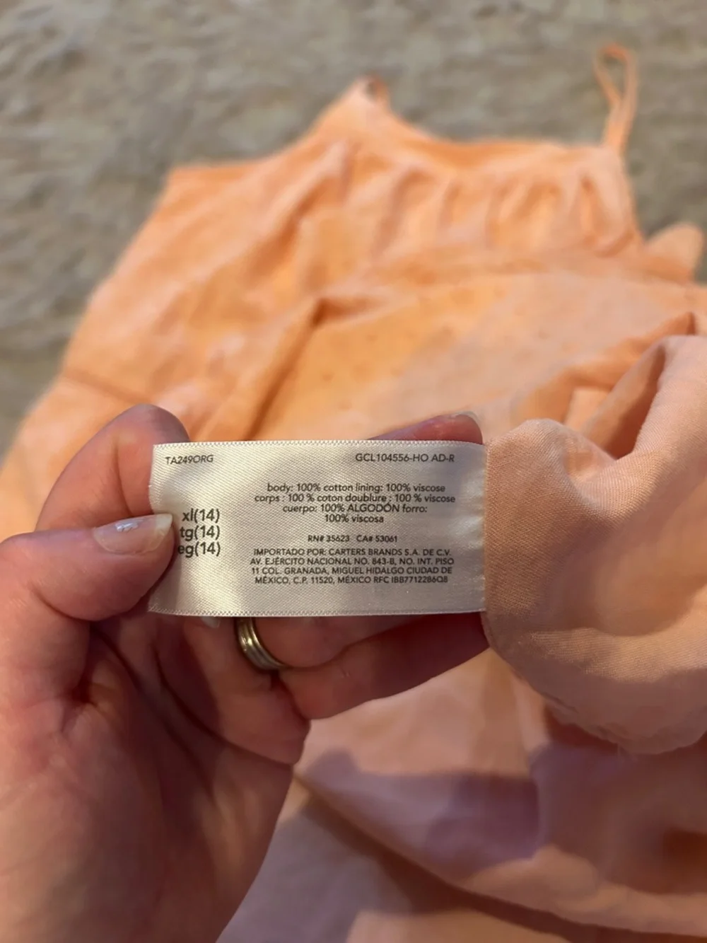 Carters Girls Peach Eyelet Sundress with Ruffle Hem‎